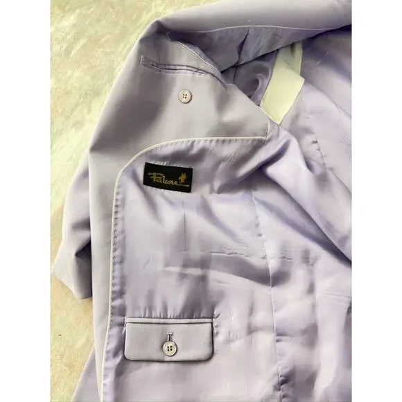 Falcone Mens 46L Single Breasted 2 Piece Suit Purple Blazer Jacket Wedding Pants